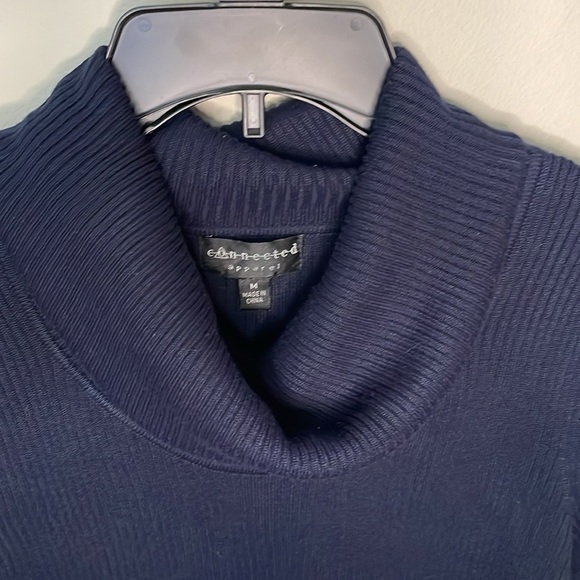 CONNECTED Womens Medium Navy Blue Cowl Neck 3/4 Sleeve Sweater Dress Minimalist - Picture 10 of 10